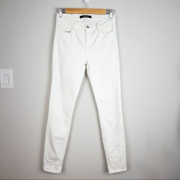 𝅺J Brand Womens Skinny Leg Jean Blanc White Size 27 Midrise Stretch Coastal - Picture 2 of 9
